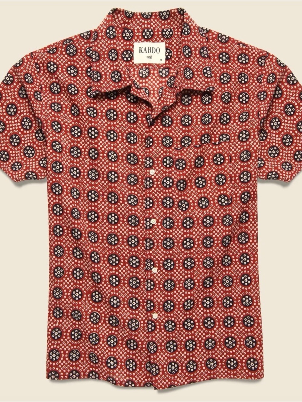 KARDO Mosaic Block Print Chintan Shirt - Red/Navy